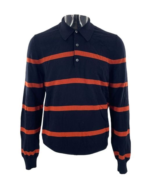 Dunhill Blue Buckle Long-Sleeved Polo Shirt for men