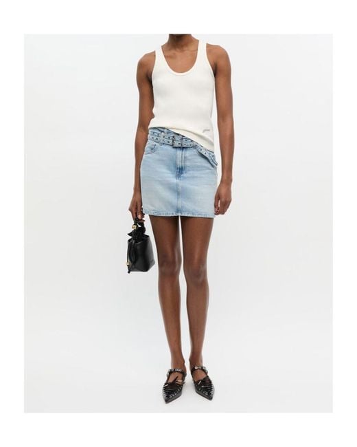Ganni Natural Ribbed Knit Tank Top