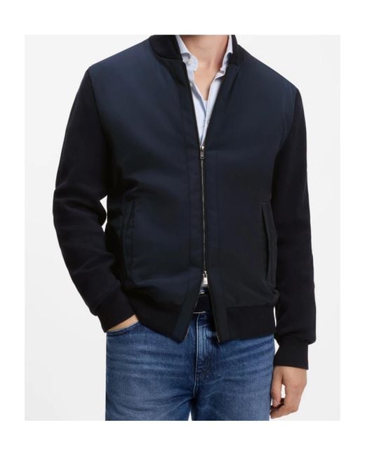 Boss Blue Zip-Up Bomber Jacket for men