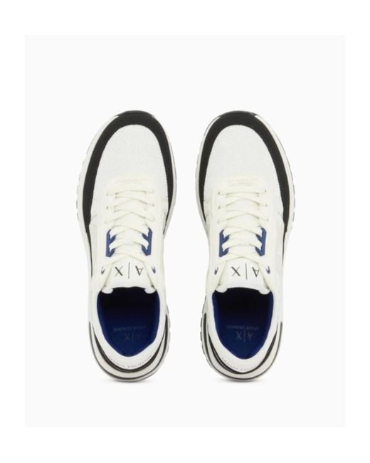ARMANI EXCHANGE White Spliced Casual Sports Shoes for men
