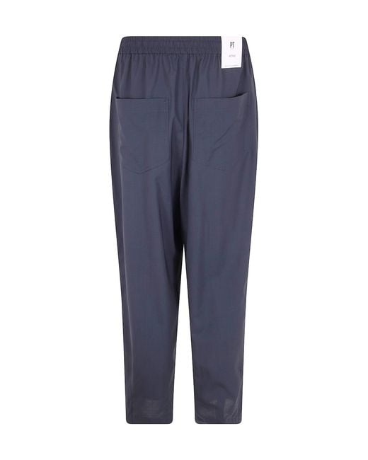 PT01 Blue Drawstring Pleated Trousers for men