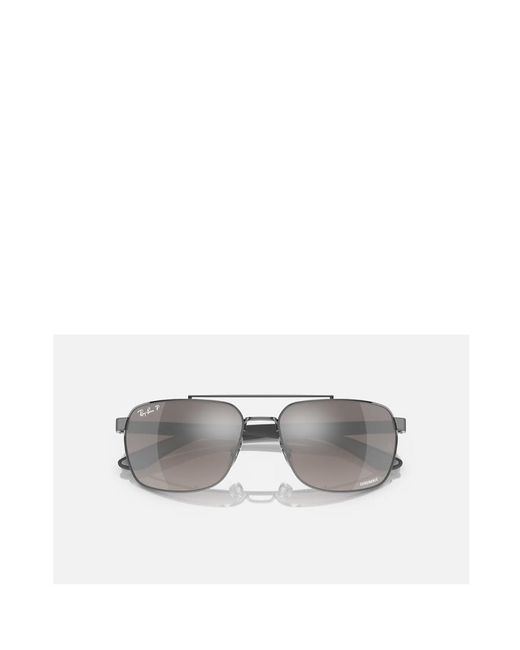 Ray-Ban White Rectangular Frame Sunglasses for men