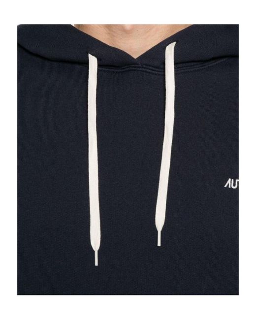 Autry Blue Logo Embroidered Drawstring Hoodie for men