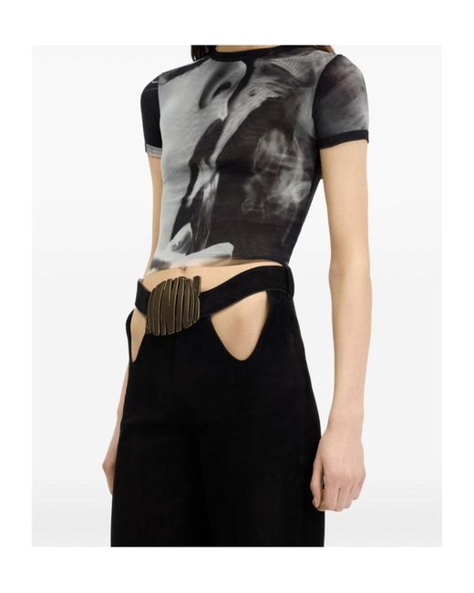 Jean Paul Gaultier Black Smoking Print T-Shirt