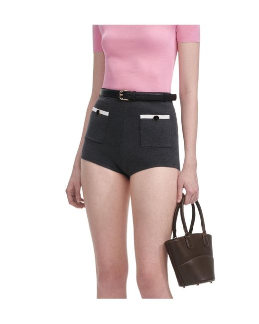 Self-Portrait Pink Belted Shorts
