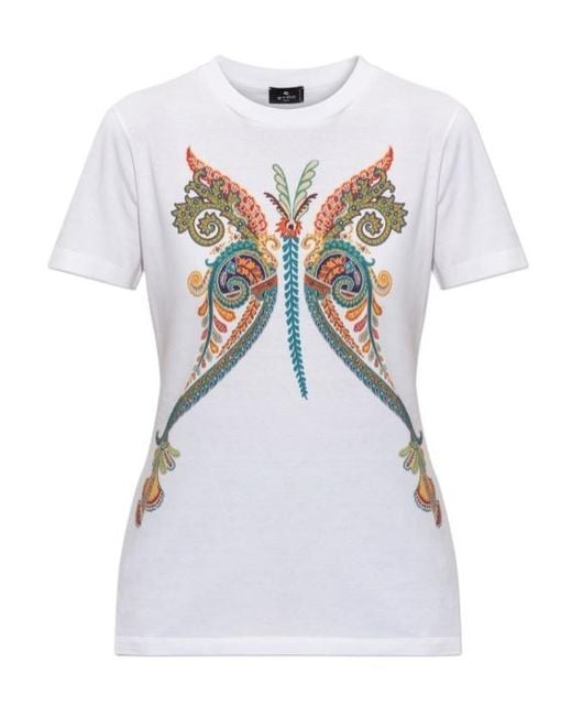 Etro White Pattern-Printed Crewneck T-Shirt