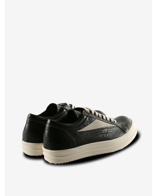 Rick Owens Black Round Toe Lace-Up Sneakers for men
