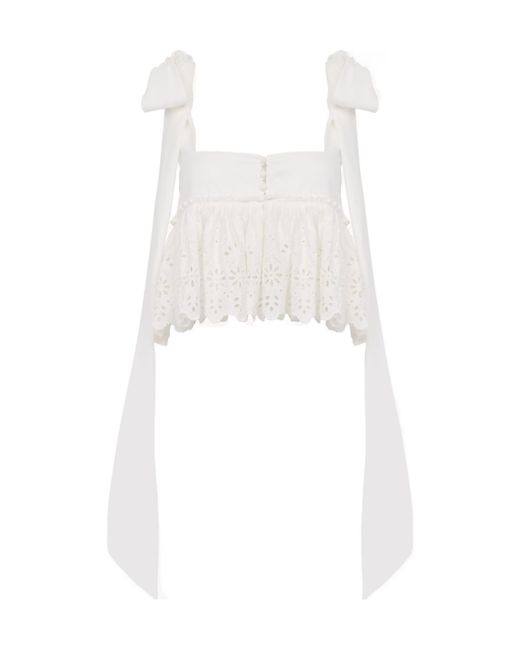Chloé White Chloé Knotted-Strap Cropped Top