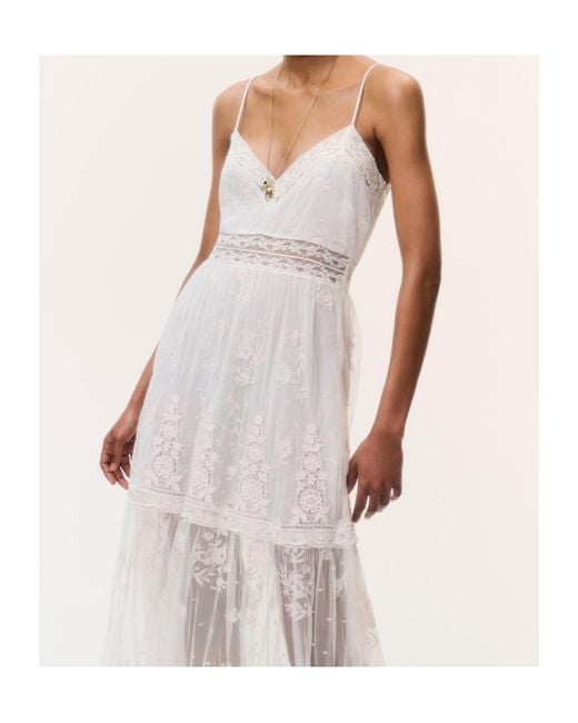 LoveShackFancy White Valmy Embroidered Tulle Dress