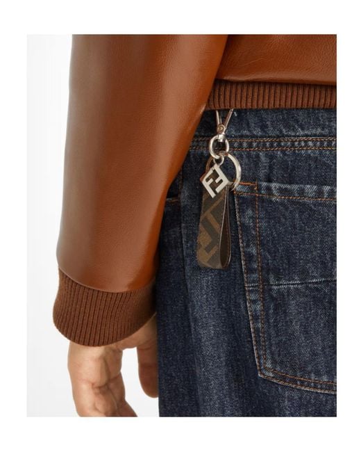 Fendi White Ff Squared Key Ring for men