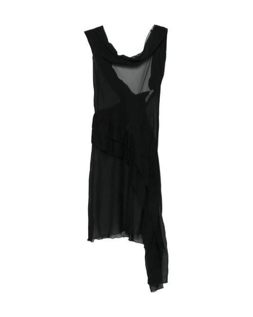 GIMAGUAS Black Boa Mini Dress