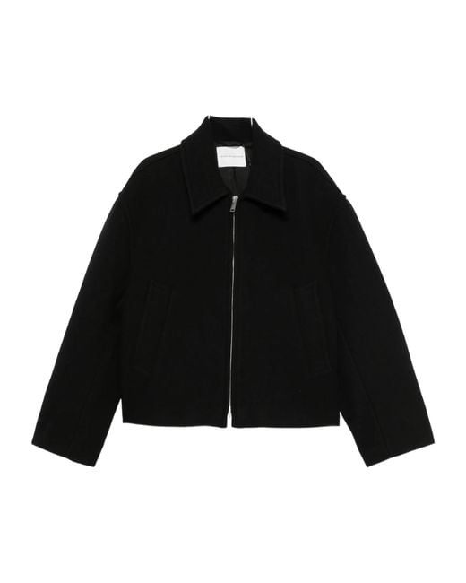 Studio Nicholson Black Zip-Up Spread-Collar Shirt Jacket for men