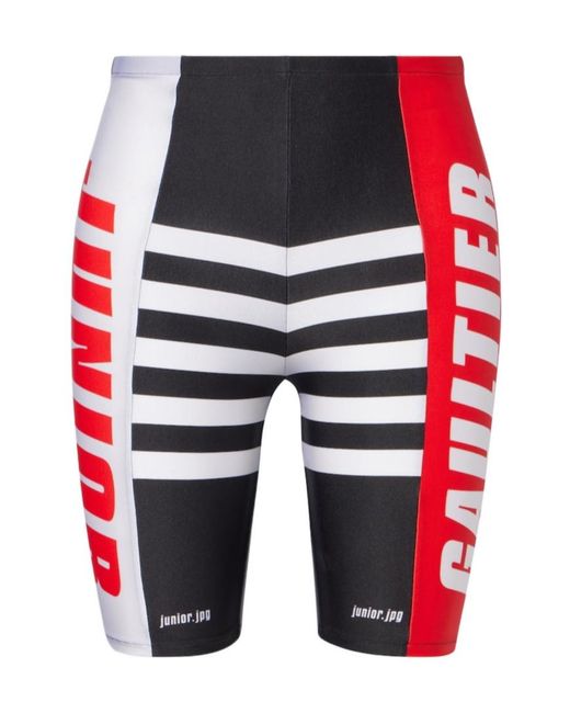 Jean Paul Gaultier Red Logo Printed Biker Shorts