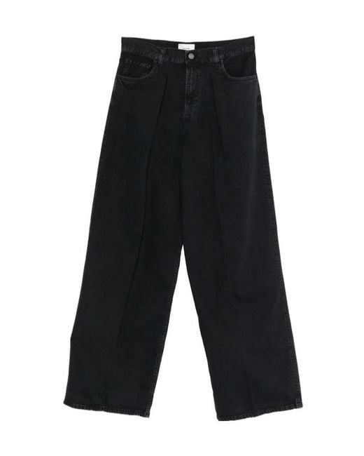 Haikure Black Pleated Wide Leg Jeans