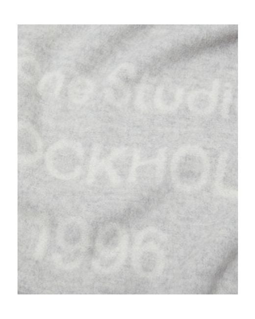 Acne White Logo Jacquard Fringed Scarf for men