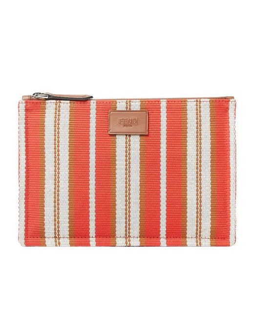 Fendi Red Striped Canvas Pouch for men