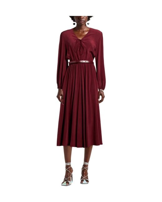 Max Mara Red Solid Color Cardigan Dress