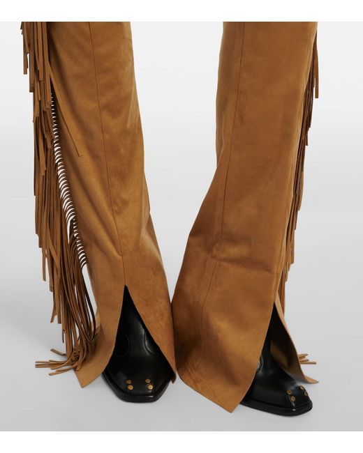 Norma Kamali Brown Fringed Slim Pants