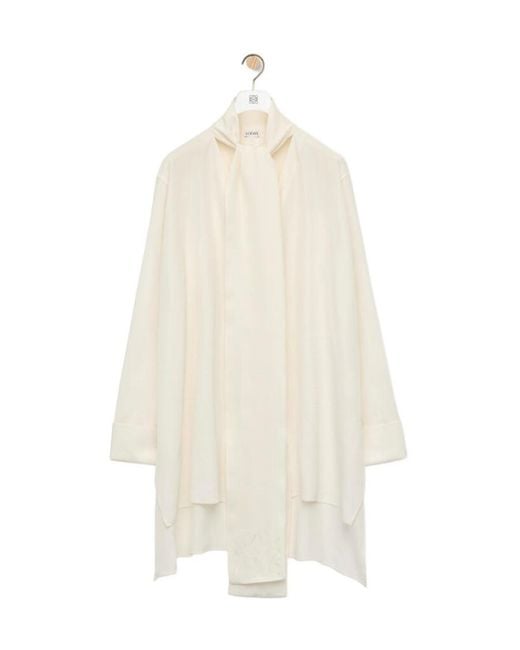 Loewe White Anagram Lavaliere Blouse