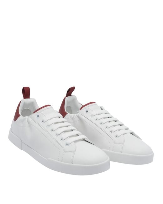 Dolce & Gabbana White Portofino Calfskin Sneakers for men