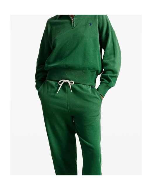 Polo Ralph Lauren Green Polo Pony Embroidered Quarter-Zip Sweatshirt