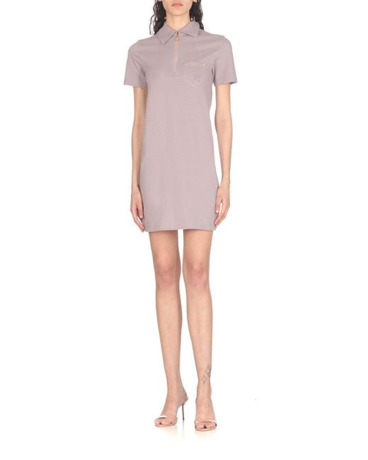 Palm Angels Purple Logo Embroidered Mini Polo Dress