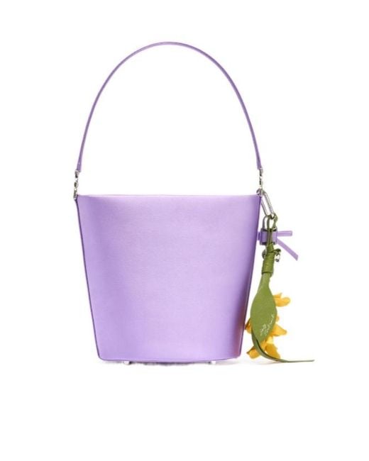 Self-Portrait Purple Lilac Satin Bucket Bag