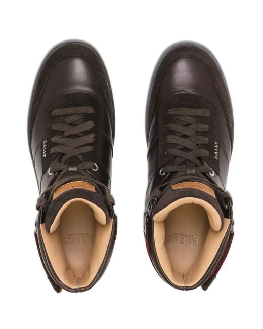 Bally Brown Logo High-Top Casual Sneakers for men