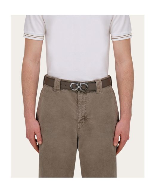 Ferragamo White Reversible And Adjustable Gancini Belt for men