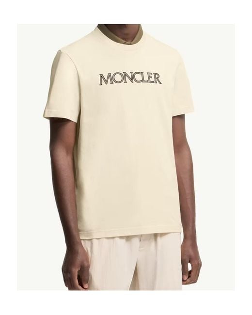 Moncler Natural Logo Velvet Detail T-Shirt for men