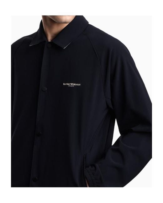 Emporio Armani Blue Logo-Embroidered Jacket for men