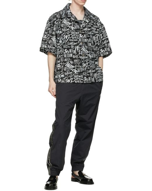 we11done Gray All-Over Logo Print Short-Sleeved Shirt for men
