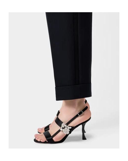 Roger Vivier Black Efflorescence Satin Sandals