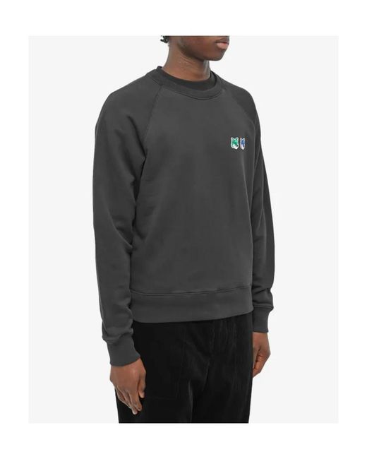 Maison Kitsuné Gray Logo-Patch Cotton Sweatshirt for men
