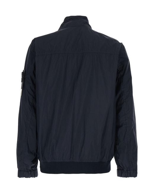 Stone Island Blue Crinkle Reps Ny Zip Jacket for men