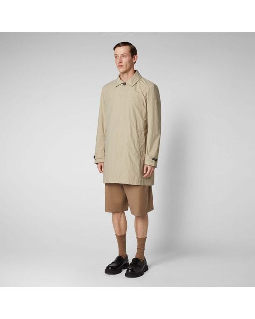 Save The Duck Natural Long-Sleeved Single-Breasted Coat for men