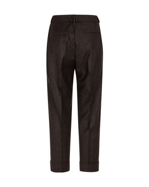 Peserico Black Cuffed Straight-Leg Pants