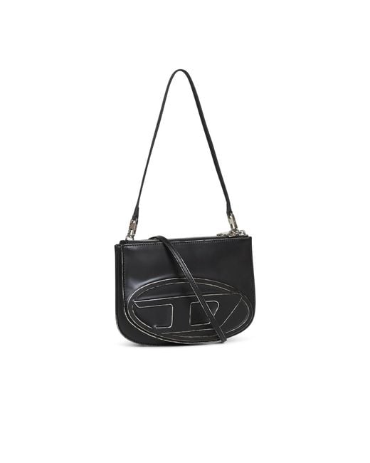 DIESEL Black Logo Detailed Zipped Shoulder Bag