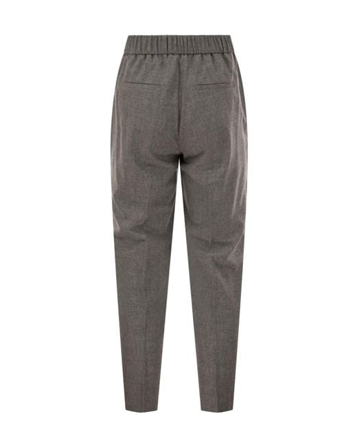 Peserico Gray Trousers With Elasticated Waistband
