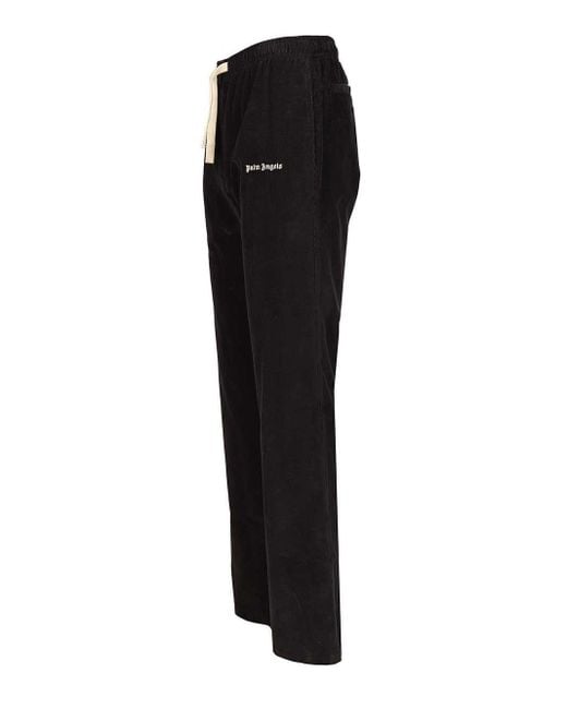 Palm Angels Black Logo Embroidered Drawstring Pants for men
