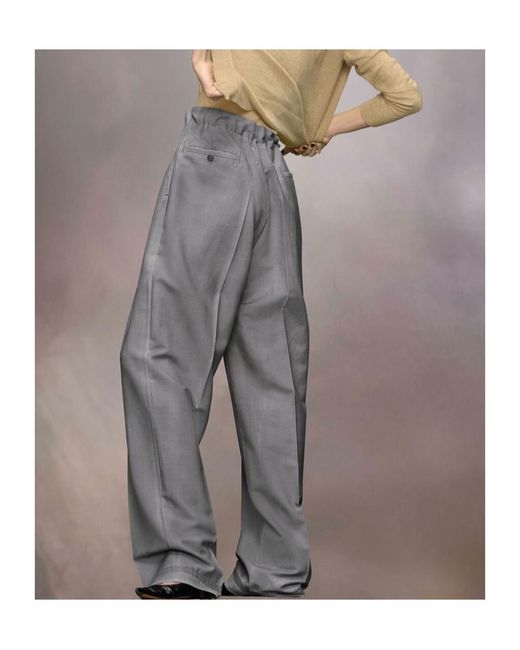 Maison Margiela Drawstring-Waist Trousers in Gray | Lyst