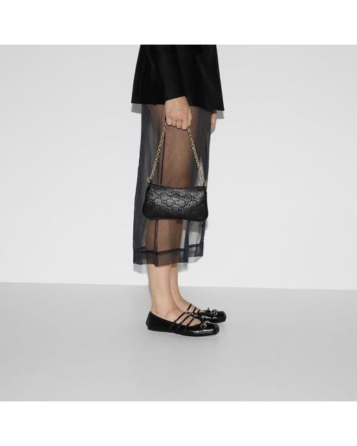 Gucci Black Gg Emblem Super Mini Shoulder Bag