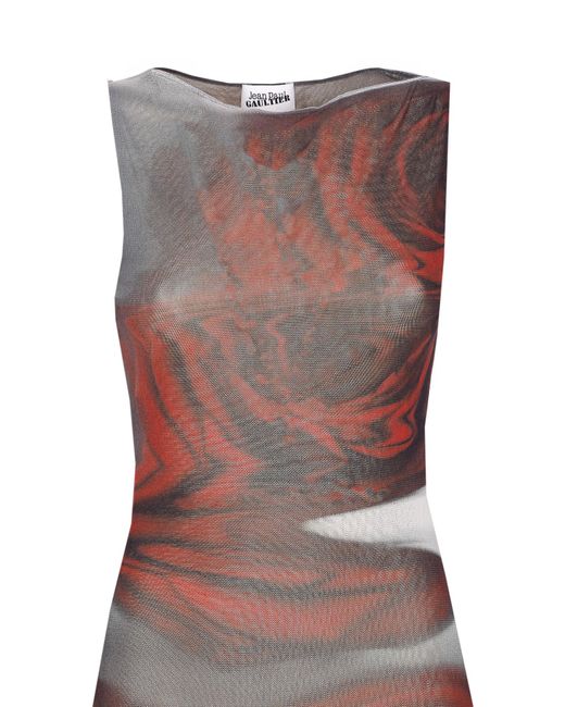 Jean Paul Gaultier Multicolor Blurry Roses Print Dress