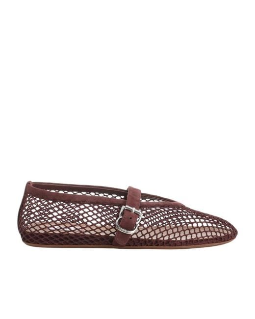 Alaïa Brown Fishnet Ballet Flats