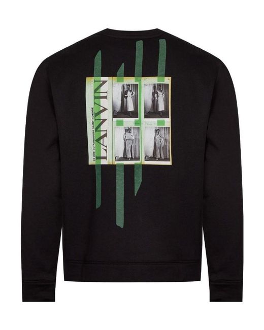 Lanvin Black Crew-Neck Photographic-Print Sweatshirt for men