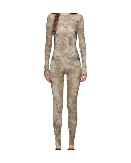 Jean Paul Gaultier Natural Médaillon Mesh Jumpsuit