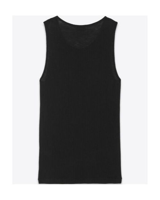 Saint Laurent Black Cassandre Sleeveless Tank Top