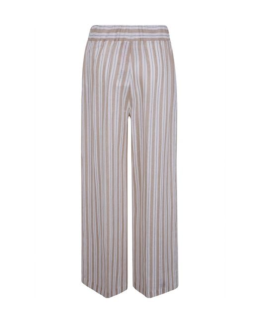 Semicouture Gray Striped Pleated Trousers