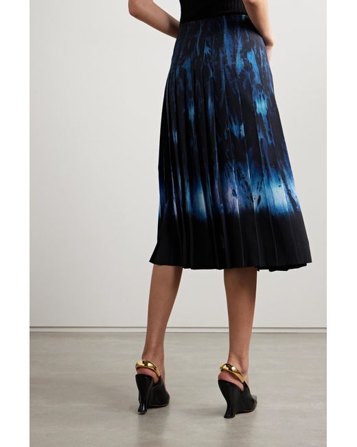 Altuzarra Blue Tullius Pleated Printed Crepe De Chine Midi Skirt