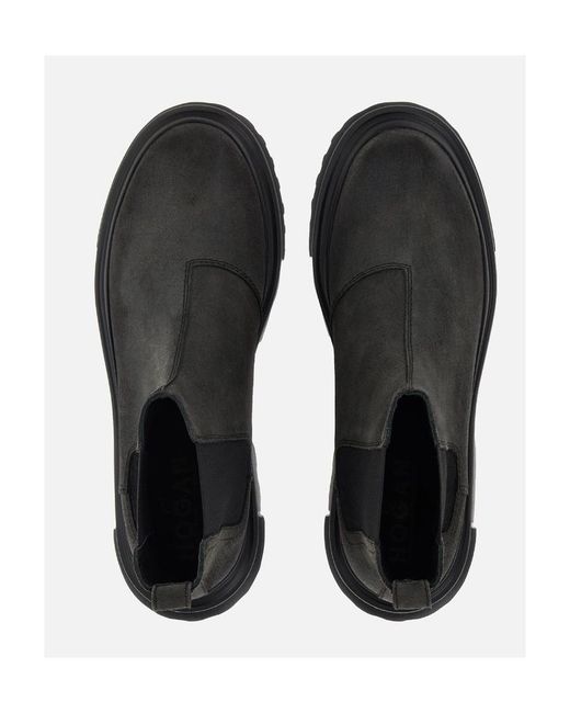 Hogan Black Chelsea Round-Toe Boots for men